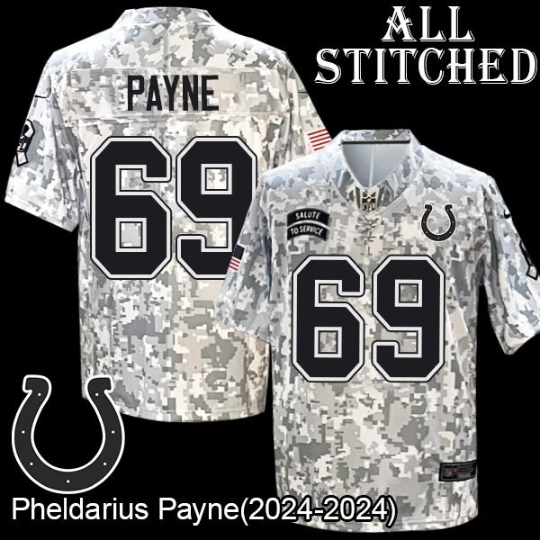 Camo Embroidered Pheldarius Payne Indianapolis Colts #69 Stitched Jersey