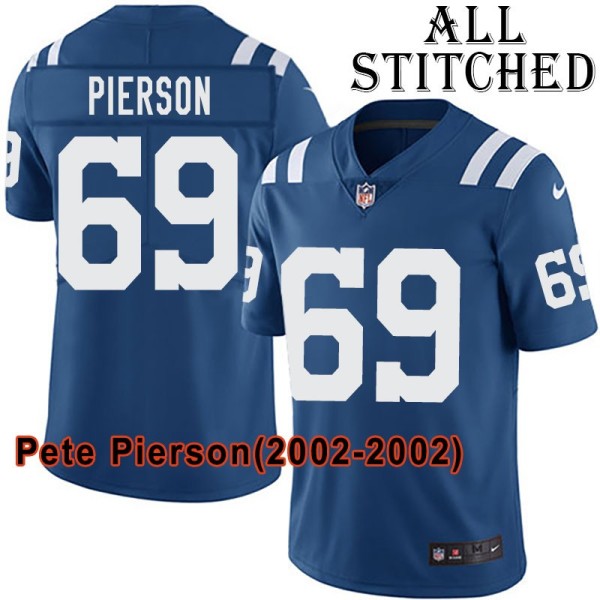 Blue Home Embroidered Pete Pierson Indianapolis Colts #69 Stitched Jersey
