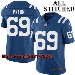 Blue Home Embroidered Matt Pryor Indianapolis Colts #69 Stitched Jersey