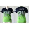[Drift Fashion] LYNCH Seattle #24 Womens Football Jersey - Marshawn Lynch Womens Football Jersey (Blue-Green)_Free Shipping