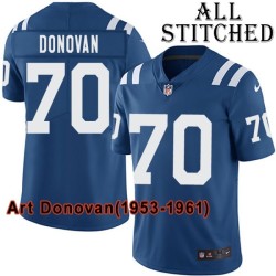 Blue Home Embroidered Art Donovan Indianapolis Colts #70 Stitched Jersey