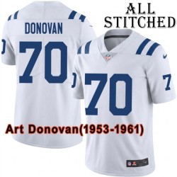 White Embroidered Art Donovan Indianapolis Colts #70 Stitched Jersey