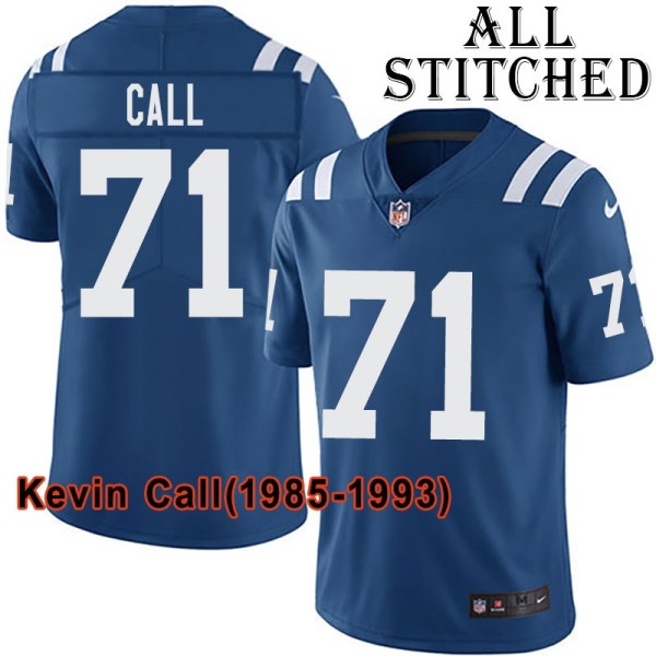 Blue Home Embroidered Kevin Call Indianapolis Colts #71 Stitched Jersey