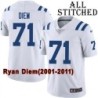 White Embroidered Ryan Diem Indianapolis Colts #71 Stitched Jersey