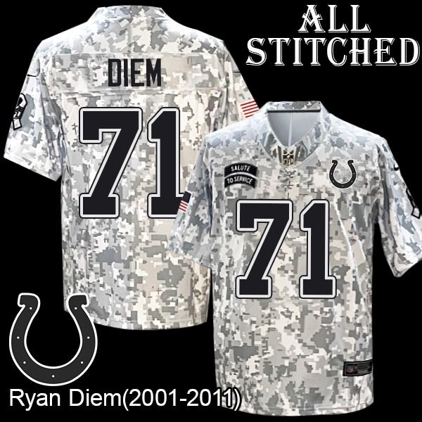 Camo Embroidered Ryan Diem Indianapolis Colts #71 Stitched Jersey