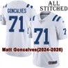 White Embroidered Matt Goncalves Indianapolis Colts #71 Stitched Jersey