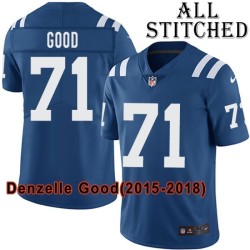Blue Home Embroidered Denzelle Good Indianapolis Colts #71 Stitched Jersey