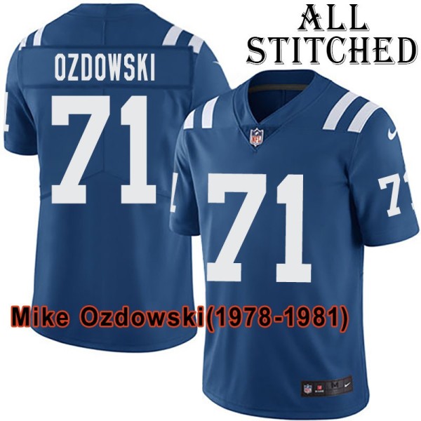 Blue Home Embroidered Mike Ozdowski Indianapolis Colts #71 Stitched Jersey