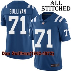 Blue Home Embroidered Dan Sullivan Indianapolis Colts #71 Stitched Jersey