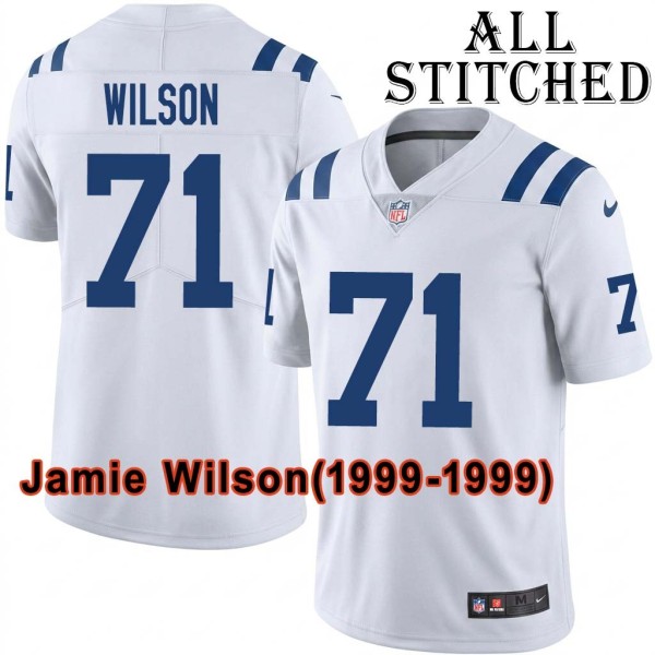 White Embroidered Jamie Wilson Indianapolis Colts #71 Stitched Jersey