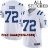 White Embroidered Fred Cook Indianapolis Colts #72 Stitched Jersey
