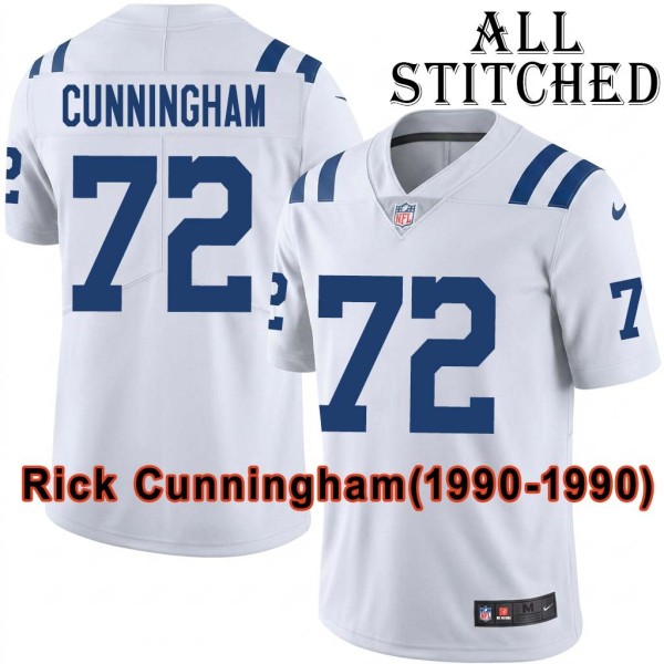 White Embroidered Rick Cunningham Indianapolis Colts #72 Stitched Jersey