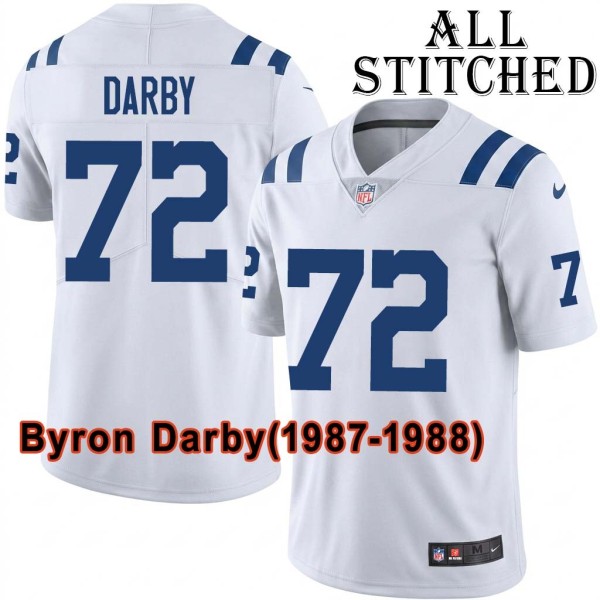 White Embroidered Byron Darby Indianapolis Colts #72 Stitched Jersey