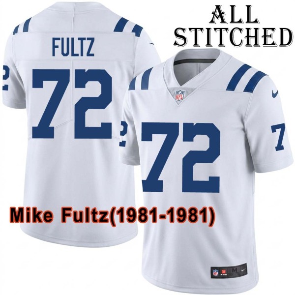 White Embroidered Mike Fultz Indianapolis Colts #72 Stitched Jersey