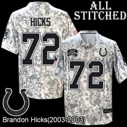 Camo Embroidered Brandon Hicks Indianapolis Colts #72 Stitched Jersey