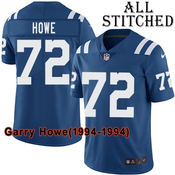 Blue Home Embroidered Garry Howe Indianapolis Colts #72 Stitched Jersey