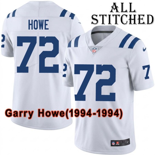 White Embroidered Garry Howe Indianapolis Colts #72 Stitched Jersey
