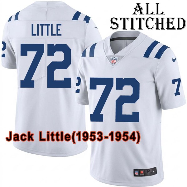 White Embroidered Jack Little Indianapolis Colts #72 Stitched Jersey