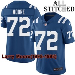 Blue Home Embroidered Larry Moore Indianapolis Colts #72 Stitched Jersey