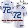 White Embroidered Larry Moore Indianapolis Colts #72 Stitched Jersey