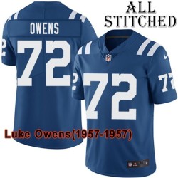 Blue Home Embroidered Luke Owens Indianapolis Colts #72 Stitched Jersey