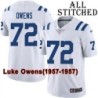 White Embroidered Luke Owens Indianapolis Colts #72 Stitched Jersey