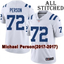 White Embroidered Michael Person Indianapolis Colts #72 Stitched Jersey