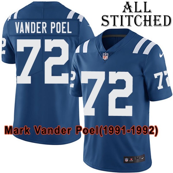 Blue Home Embroidered Mark Vander Poel Indianapolis Colts #72 Stitched Jersey