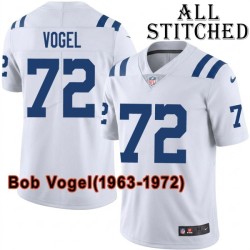 White Embroidered Bob Vogel Indianapolis Colts #72 Stitched Jersey