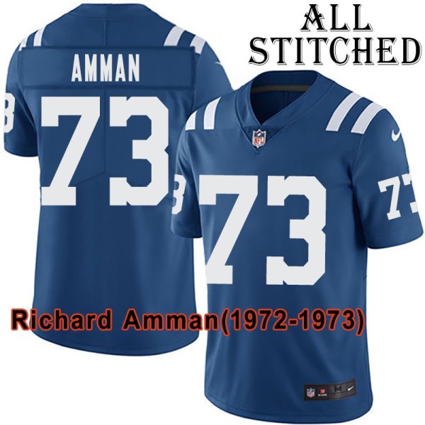 Blue Home Embroidered Richard Amman Indianapolis Colts #73 Stitched Jersey