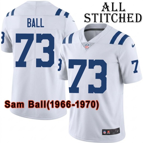 White Embroidered Sam Ball Indianapolis Colts #73 Stitched Jersey