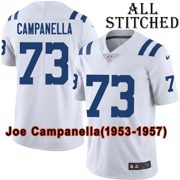 White Embroidered Joe Campanella Indianapolis Colts #73 Stitched Jersey