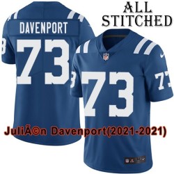 Blue Home Embroidered Julien Davenport Indianapolis Colts #73 Stitched Jersey