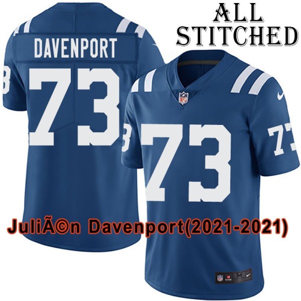 Blue Home Embroidered Julien Davenport Indianapolis Colts #73 Stitched Jersey