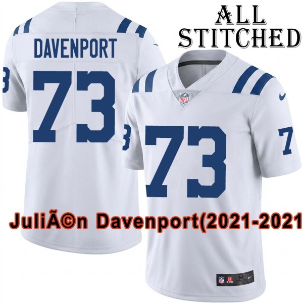 White Embroidered Julien Davenport Indianapolis Colts #73 Stitched Jersey