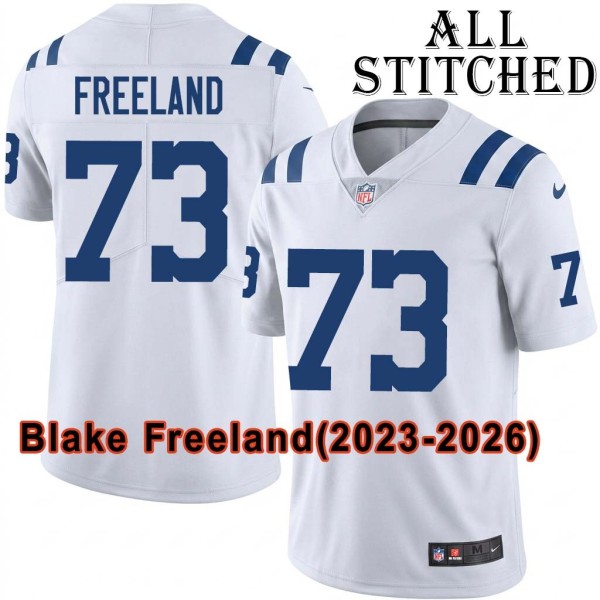 White Embroidered Blake Freeland Indianapolis Colts #73 Stitched Jersey