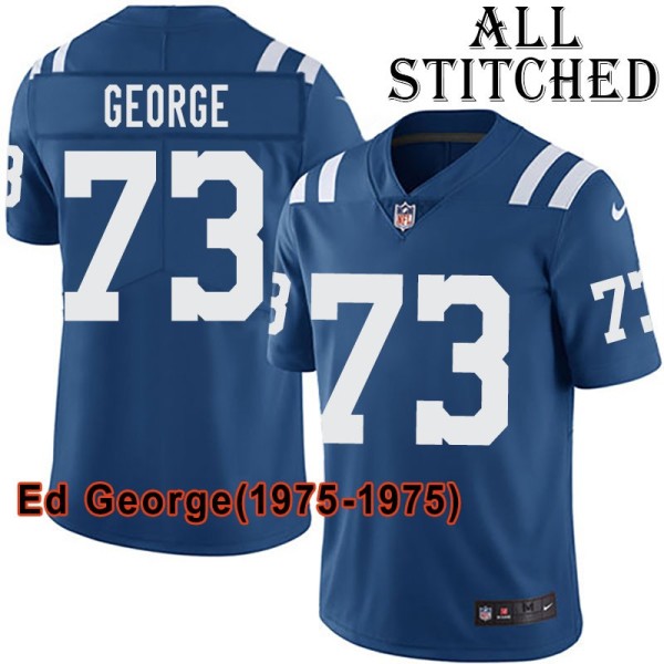 Blue Home Embroidered Ed George Indianapolis Colts #73 Stitched Jersey