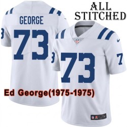 White Embroidered Ed George Indianapolis Colts #73 Stitched Jersey