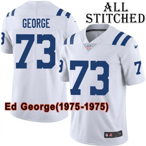 White Embroidered Ed George Indianapolis Colts #73 Stitched Jersey