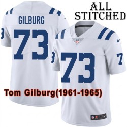 White Embroidered Tom Gilburg Indianapolis Colts #73 Stitched Jersey