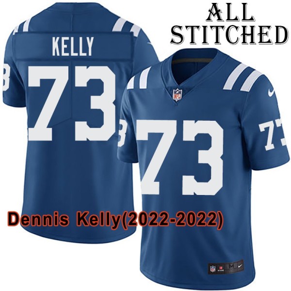 Blue Home Embroidered Dennis Kelly Indianapolis Colts #73 Stitched Jersey