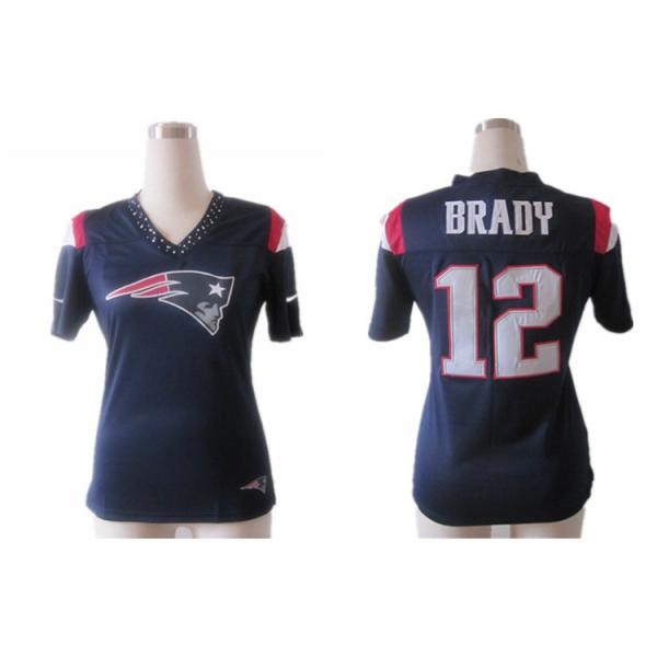 [Fashion II] BRADY New England #12 Womens Football Jersey - Tom Brady Womens Football Jersey (Blue)_Free Shipping