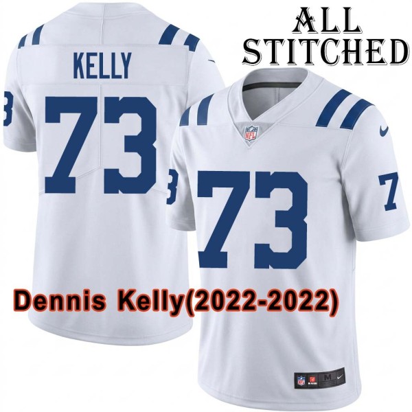 White Embroidered Dennis Kelly Indianapolis Colts #73 Stitched Jersey