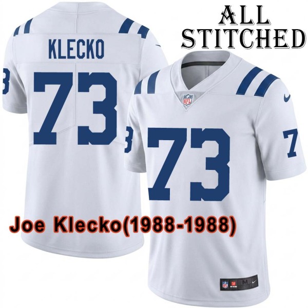 White Embroidered Joe Klecko Indianapolis Colts #73 Stitched Jersey