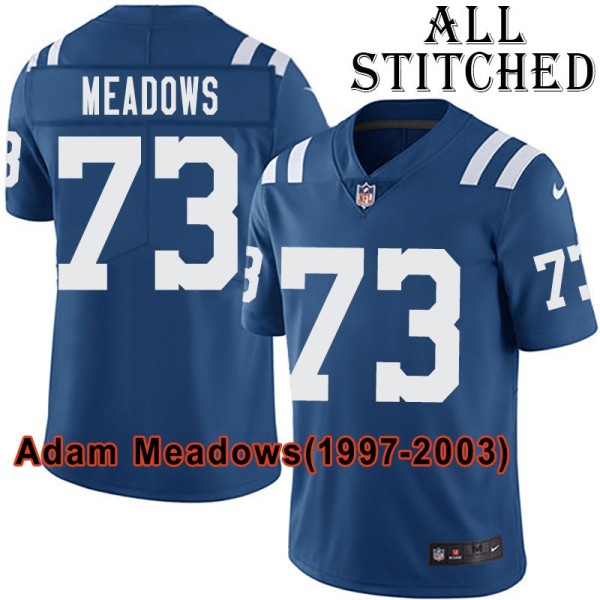 Blue Home Embroidered Adam Meadows Indianapolis Colts #73 Stitched Jersey