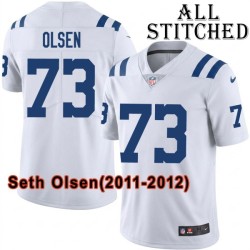 White Embroidered Seth Olsen Indianapolis Colts #73 Stitched Jersey