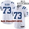 White Embroidered Seth Olsen Indianapolis Colts #73 Stitched Jersey