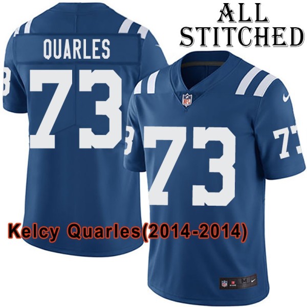 Blue Home Embroidered Kelcy Quarles Indianapolis Colts #73 Stitched Jersey