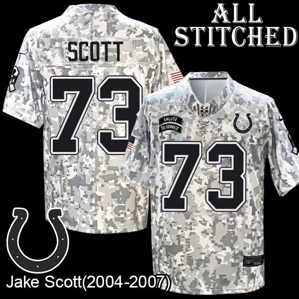 Camo Embroidered Jake Scott Indianapolis Colts #73 Stitched Jersey
