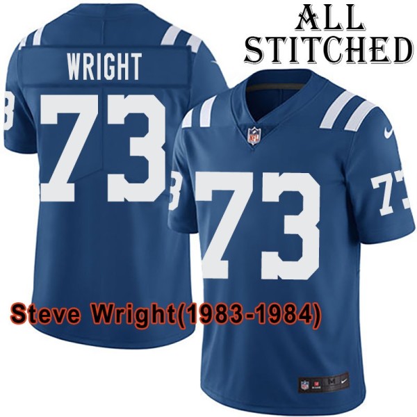 Blue Home Embroidered Steve Wright Indianapolis Colts #73 Stitched Jersey